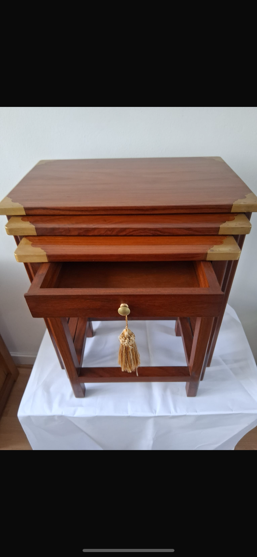 Rosewood Military Campaign Style Nest of 3 Tables