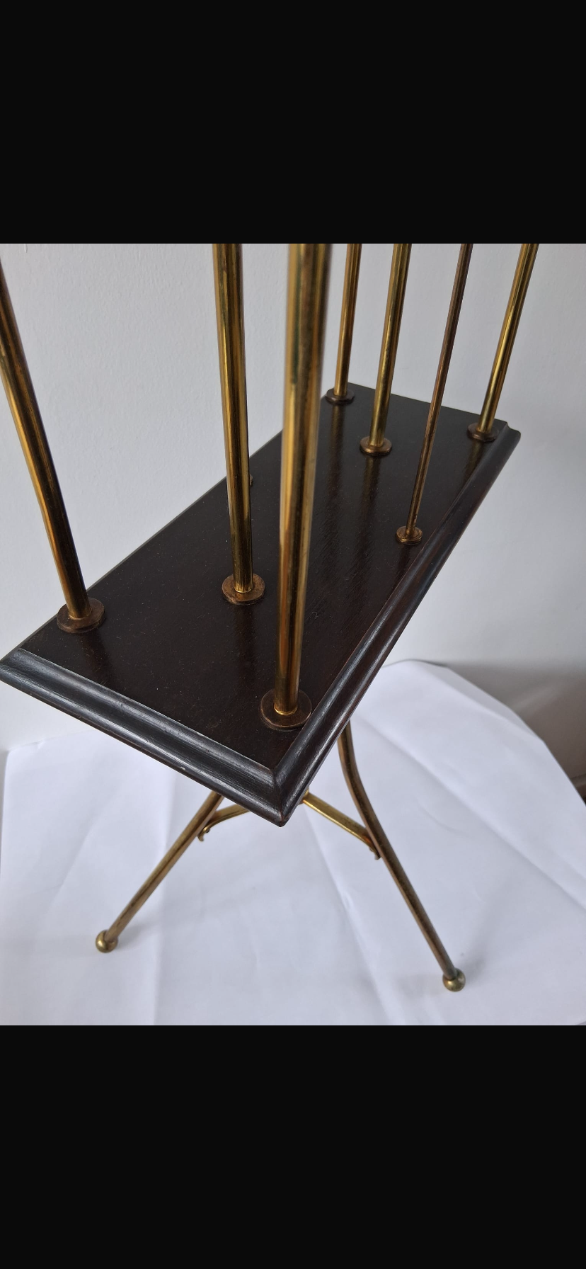 Edwardian Brass And Oak Revolving Newspaper Stand