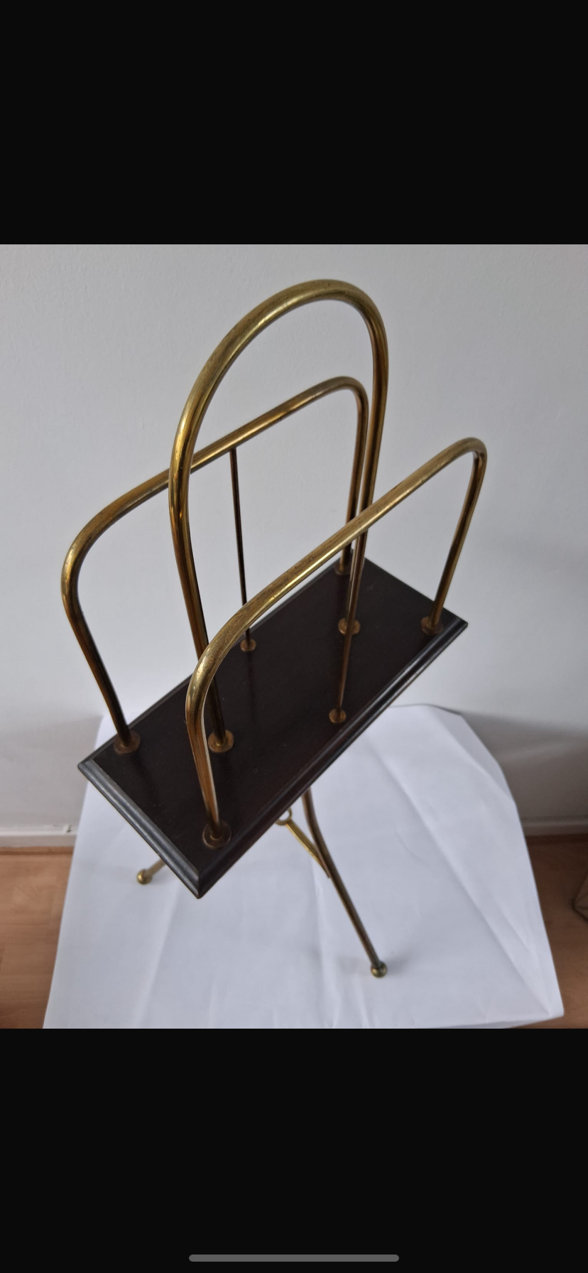 Edwardian Brass And Oak Revolving Newspaper Stand