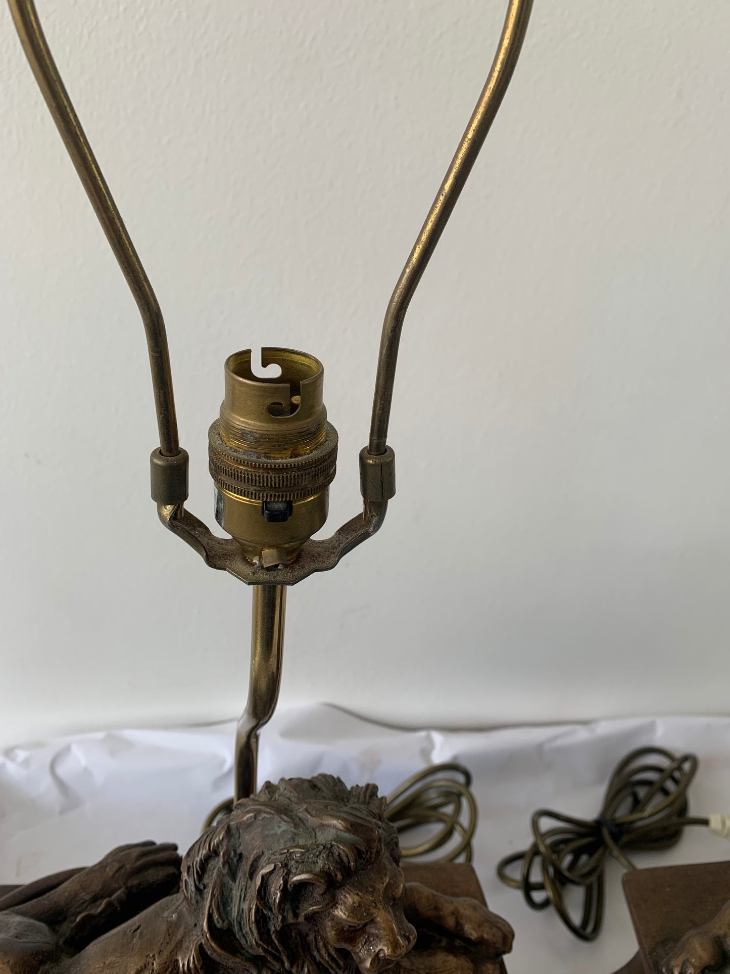 Bronzed Recumbent lion lamps