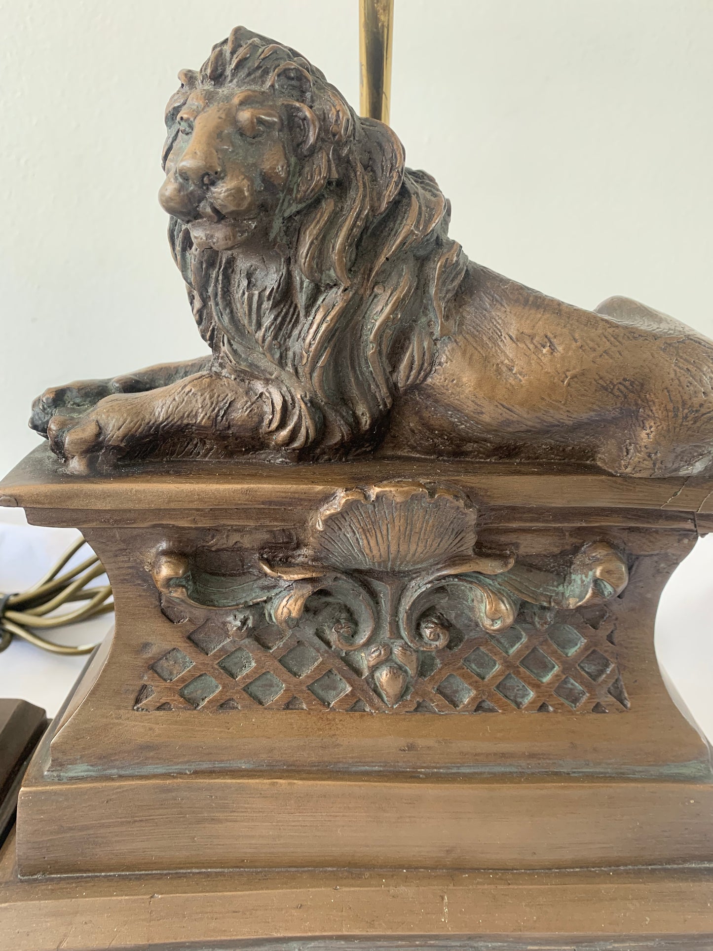 Bronzed Recumbent lion lamps