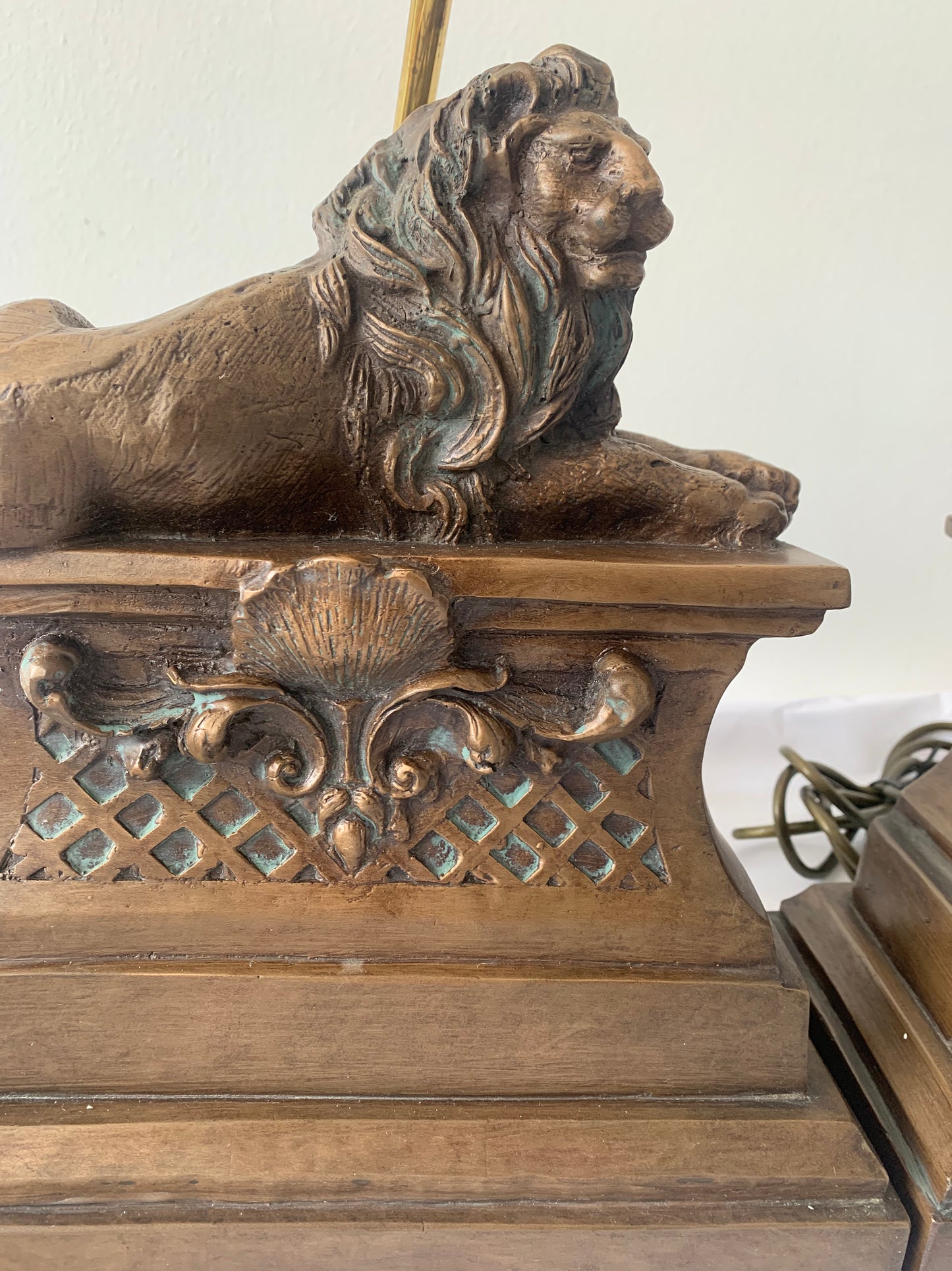 Bronzed Recumbent lion lamps