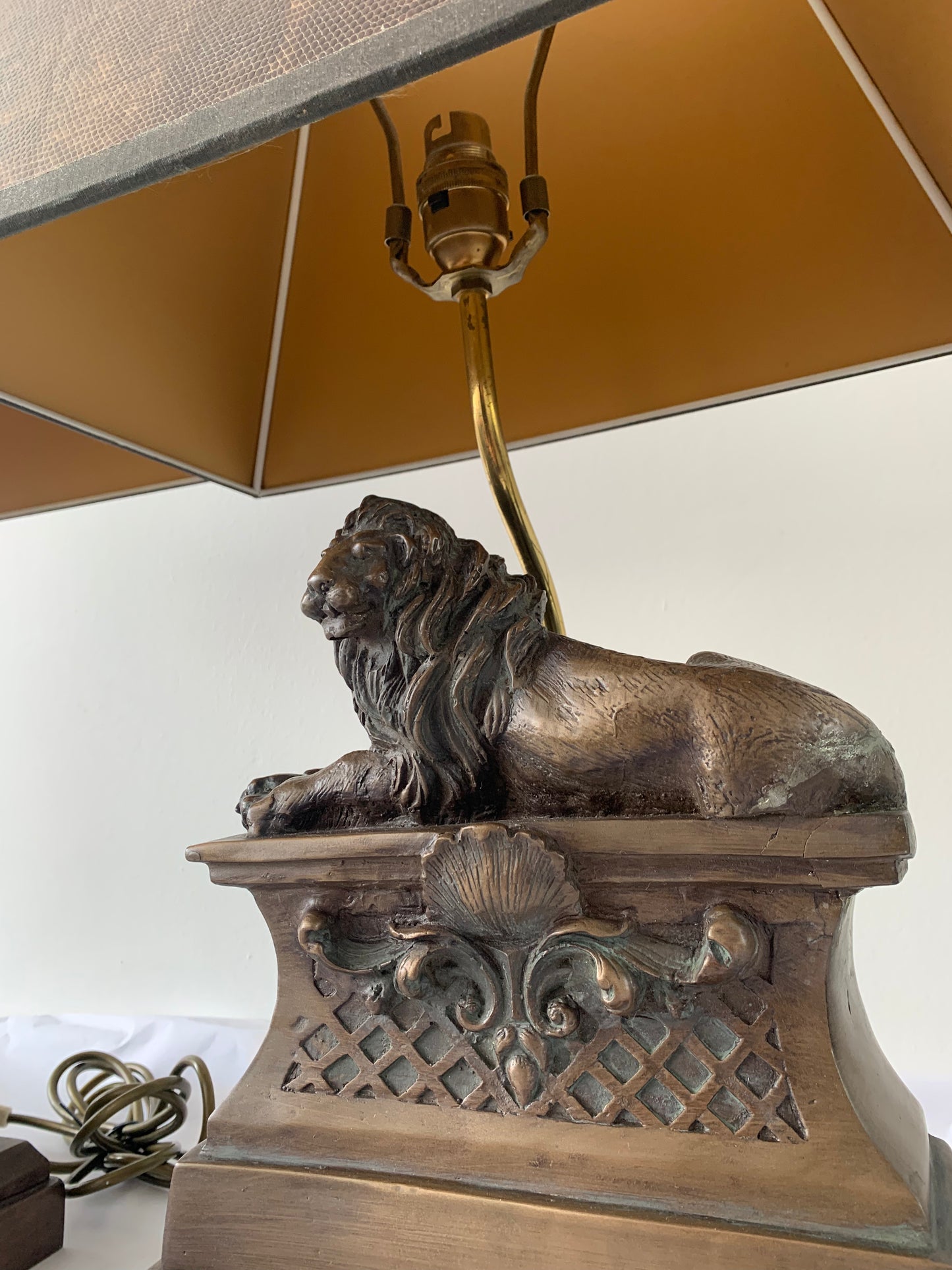 Bronzed Recumbent lion lamps