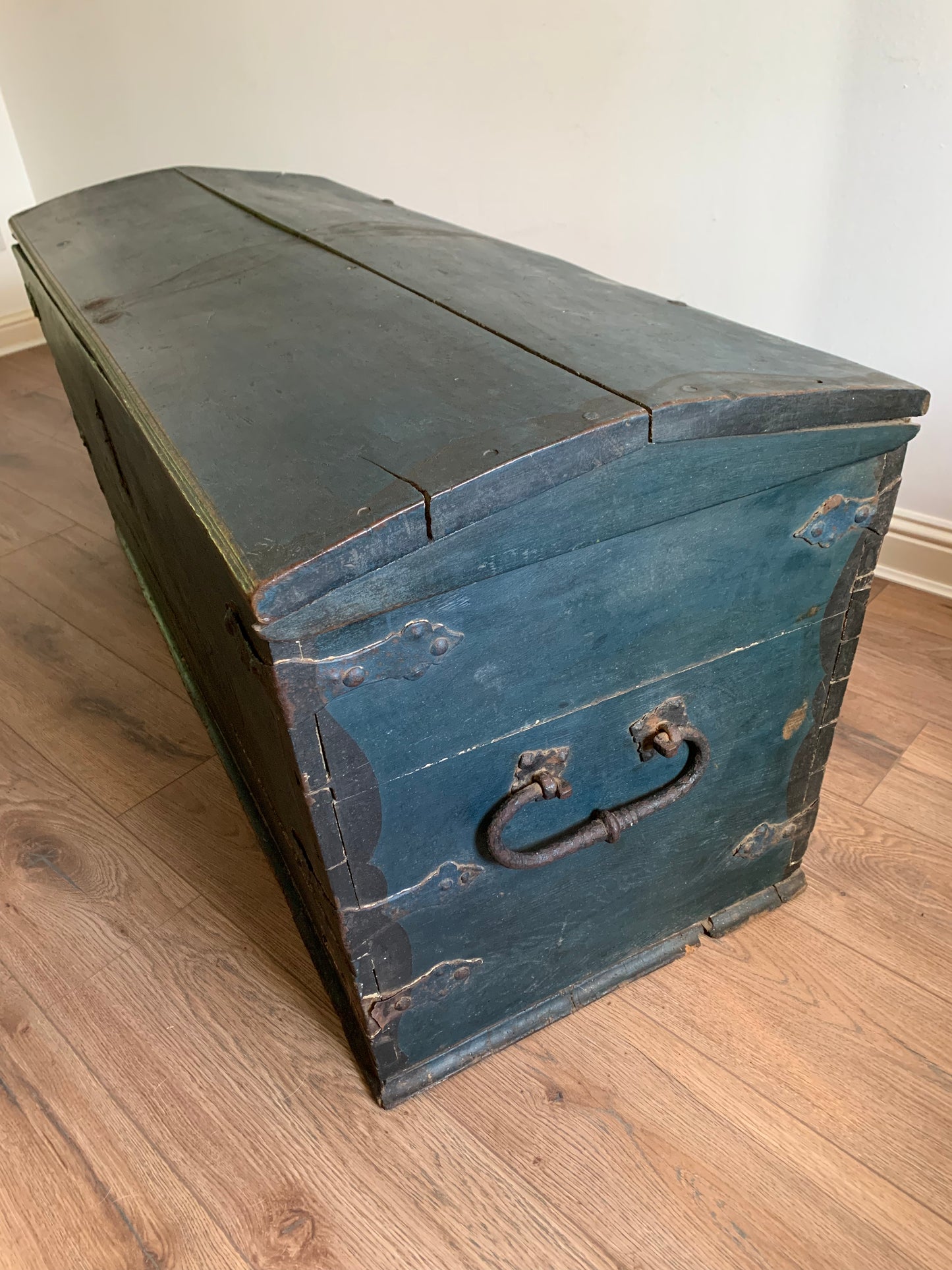 Antique 1849 Swedish Domed Top Marriage Trunk