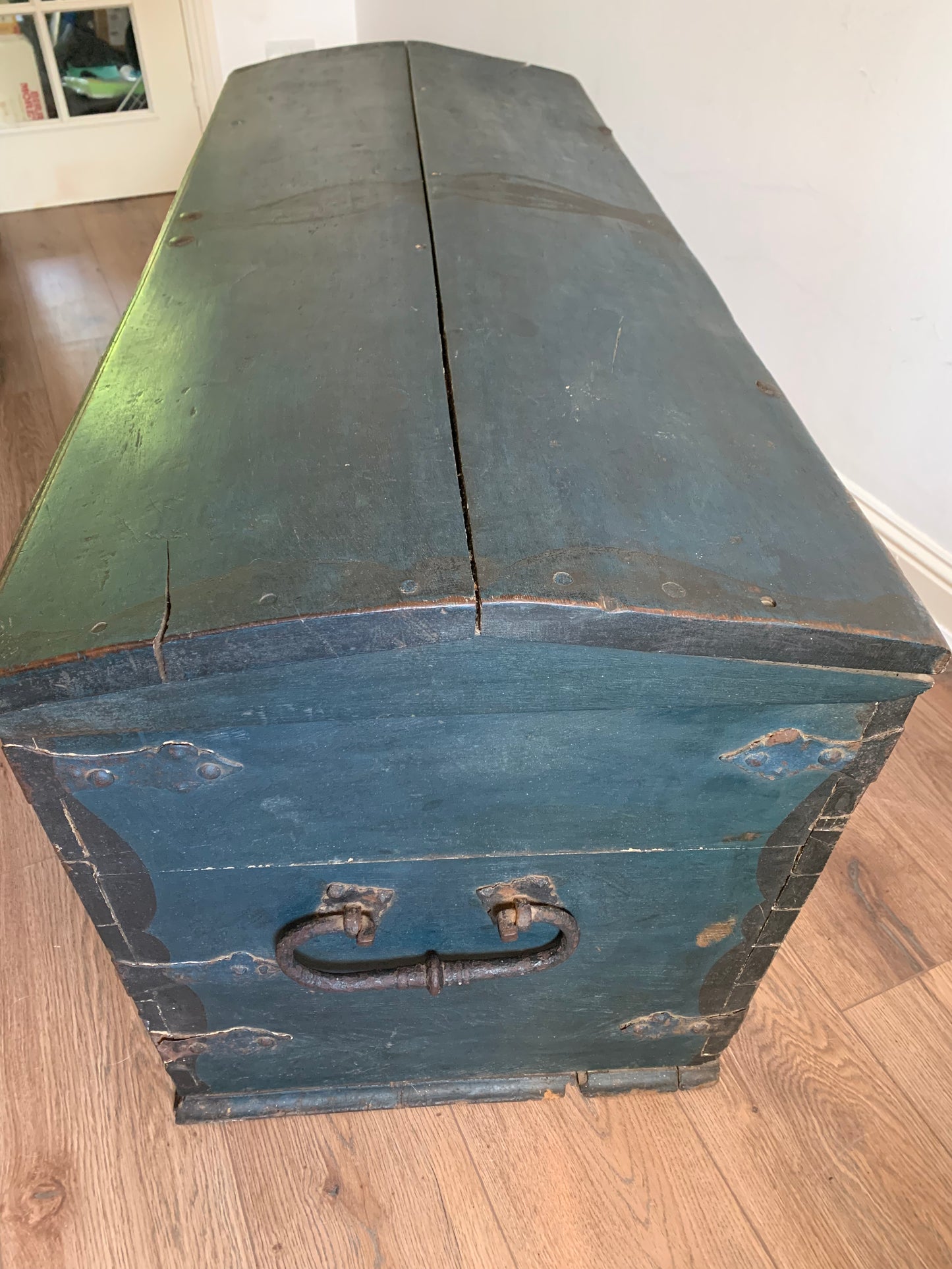 Antique 1849 Swedish Domed Top Marriage Trunk
