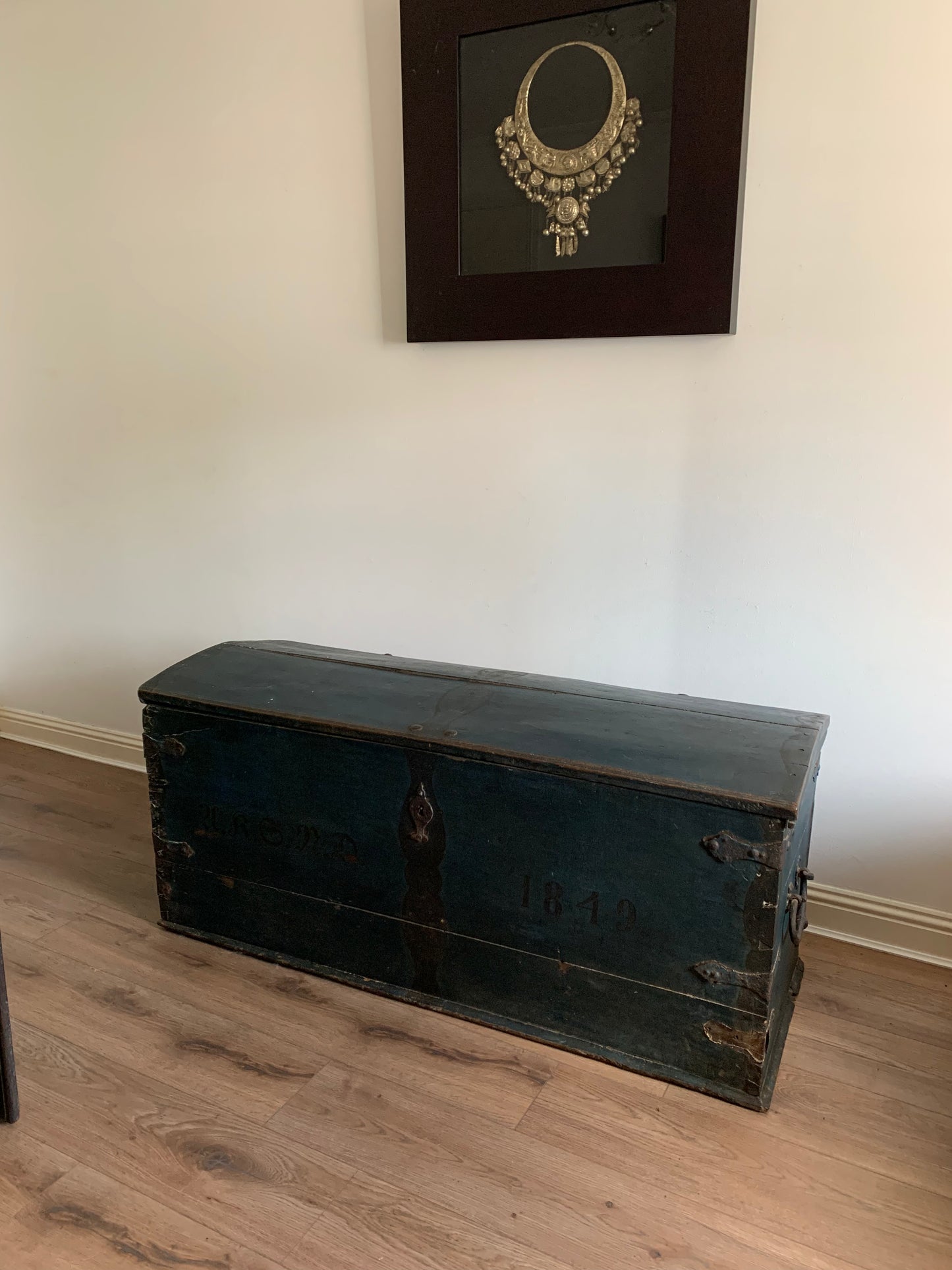 Antique 1849 Swedish Domed Top Marriage Trunk