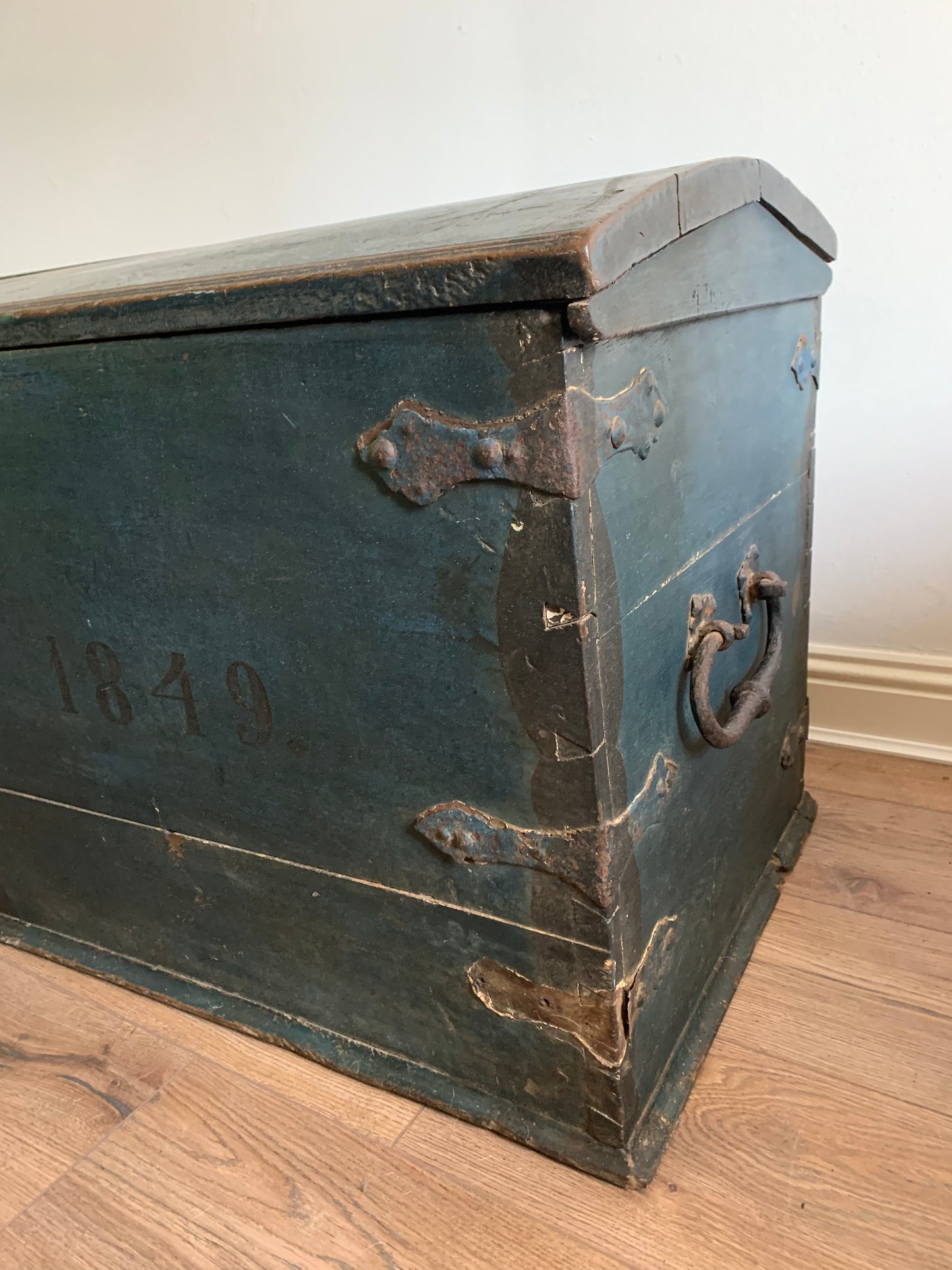 Antique 1849 Swedish Domed Top Marriage Trunk