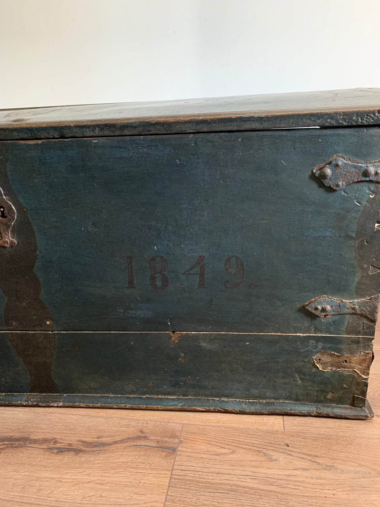 Antique 1849 Swedish Domed Top Marriage Trunk