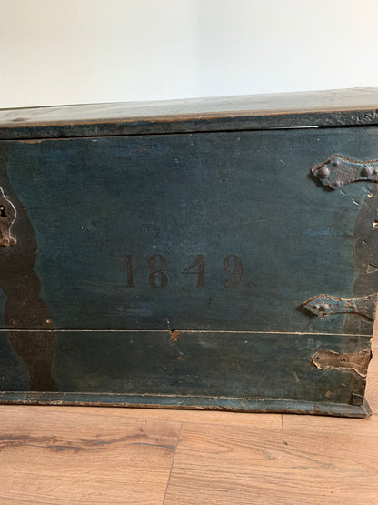 Antique 1849 Swedish Domed Top Marriage Trunk