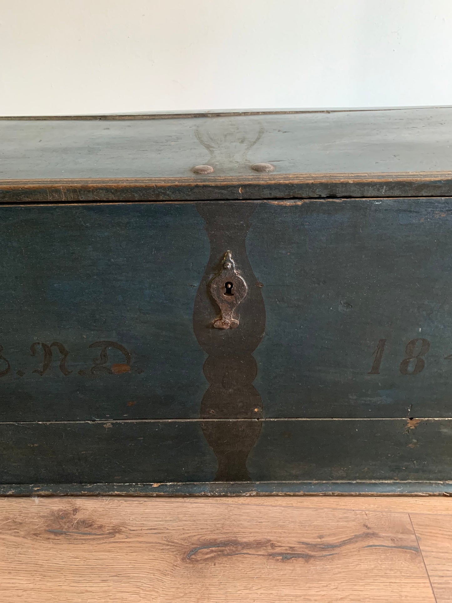 Antique 1849 Swedish Domed Top Marriage Trunk