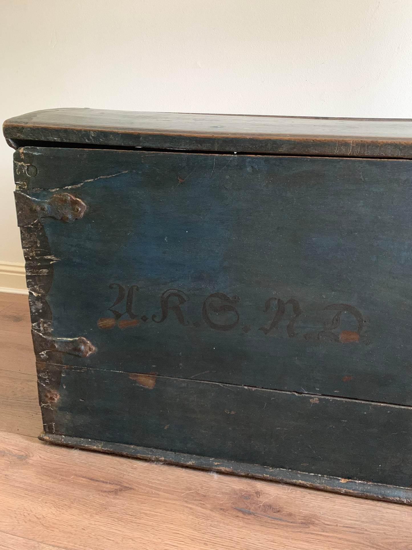 Antique 1849 Swedish Domed Top Marriage Trunk