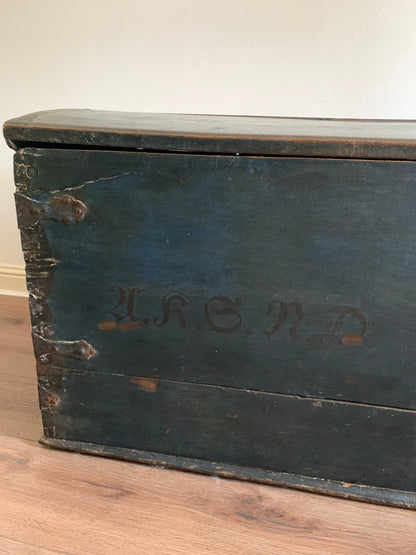 Antique 1849 Swedish Domed Top Marriage Trunk