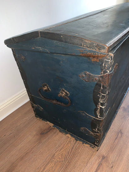Antique 1849 Swedish Domed Top Marriage Trunk
