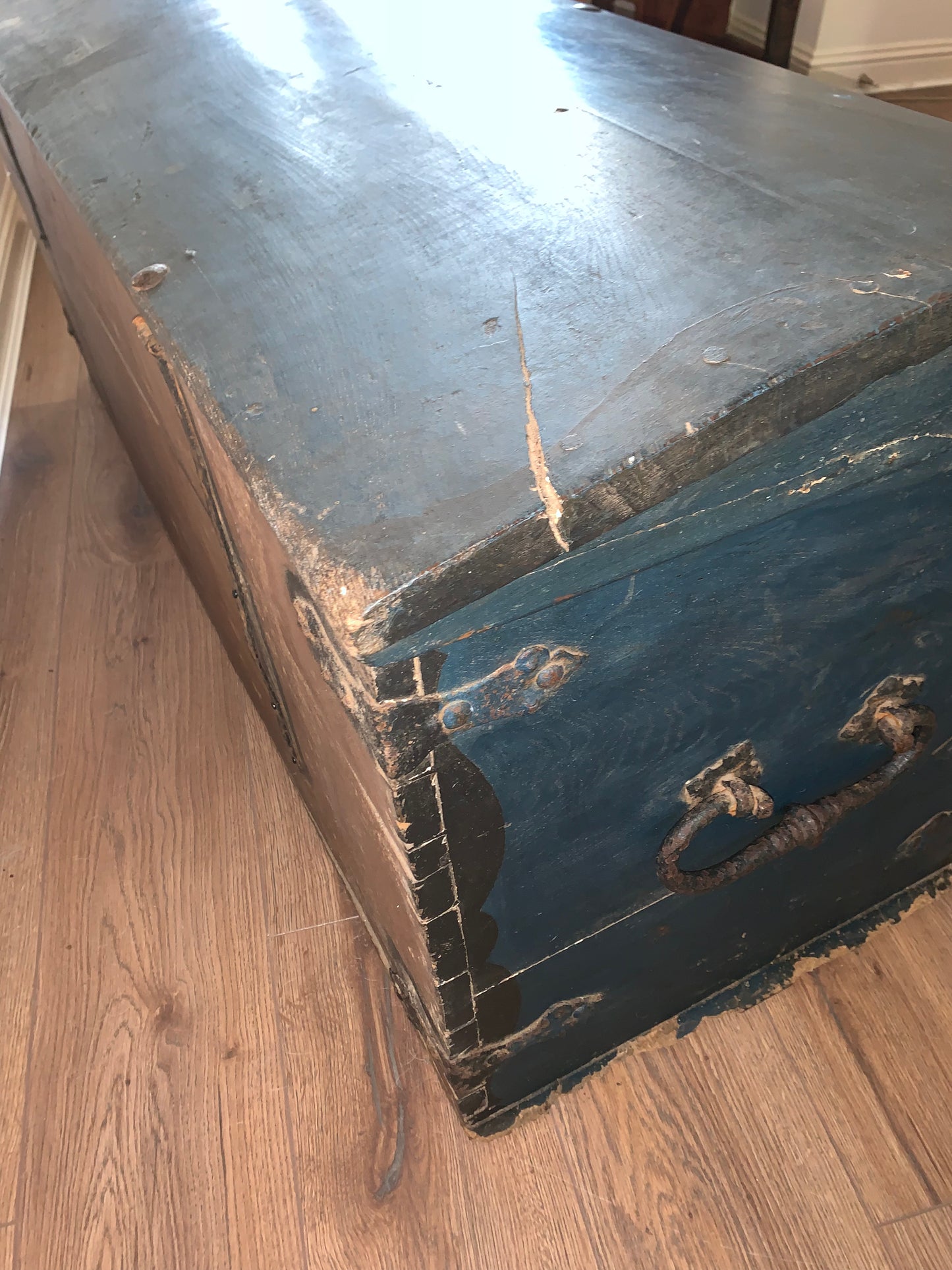 Antique 1849 Swedish Domed Top Marriage Trunk