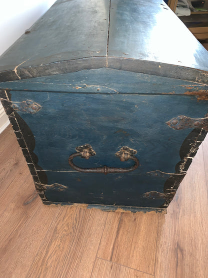 Antique 1849 Swedish Domed Top Marriage Trunk