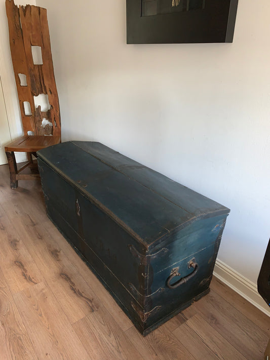 Antique 1849 Swedish Domed Top Marriage Trunk