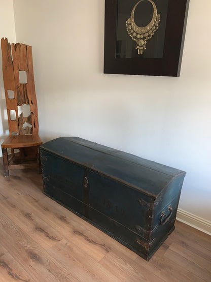 Antique 1849 Swedish Domed Top Marriage Trunk
