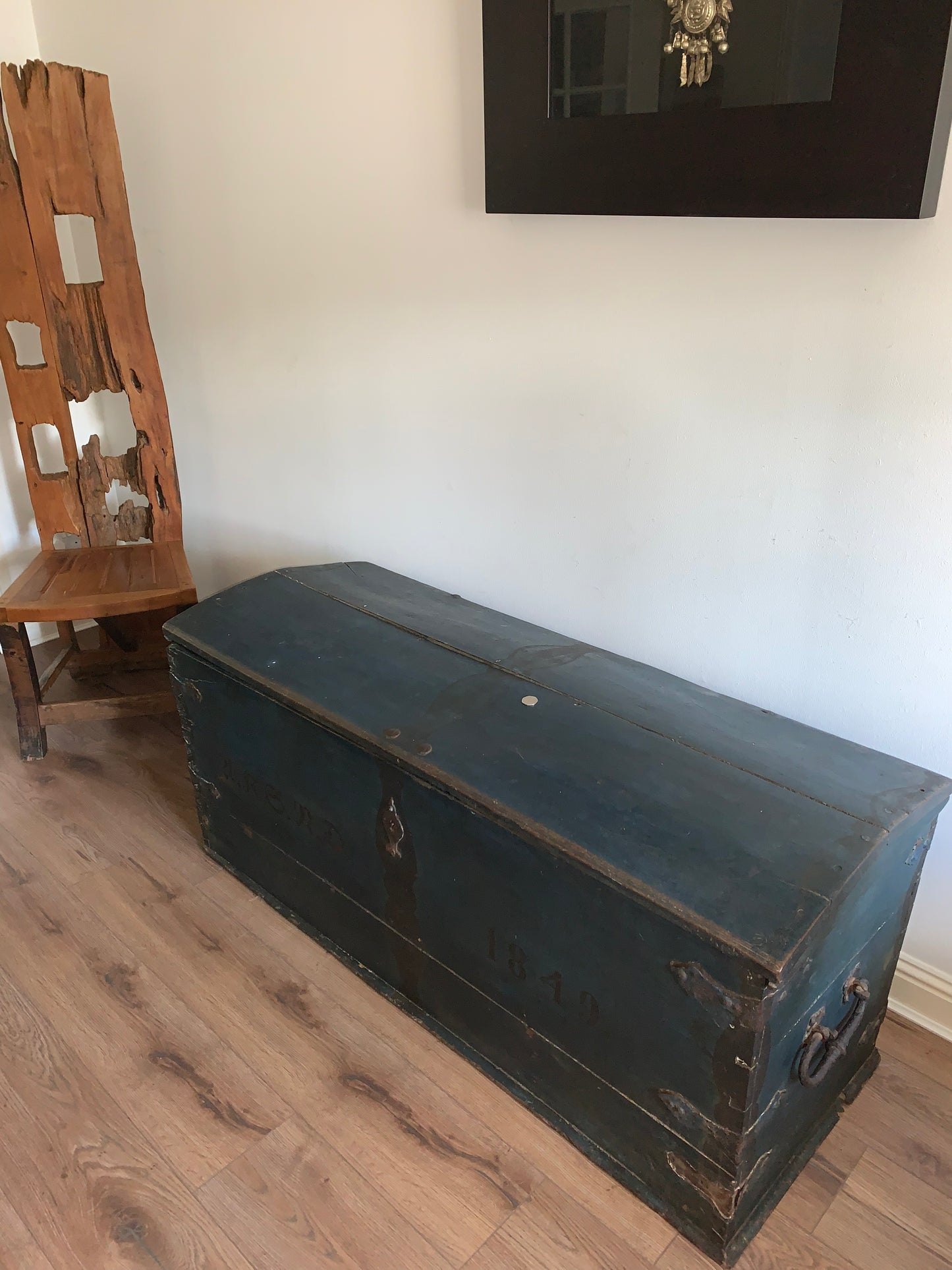 Antique 1849 Swedish Domed Top Marriage Trunk