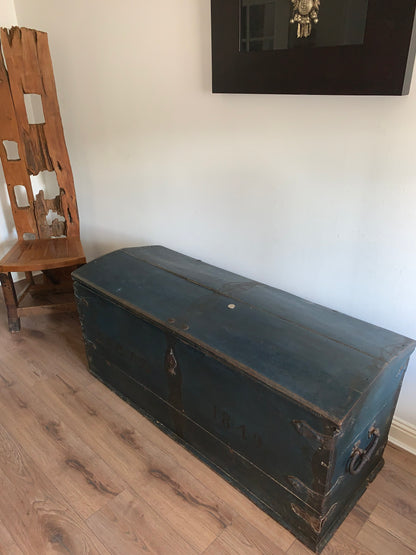 Antique 1849 Swedish Domed Top Marriage Trunk