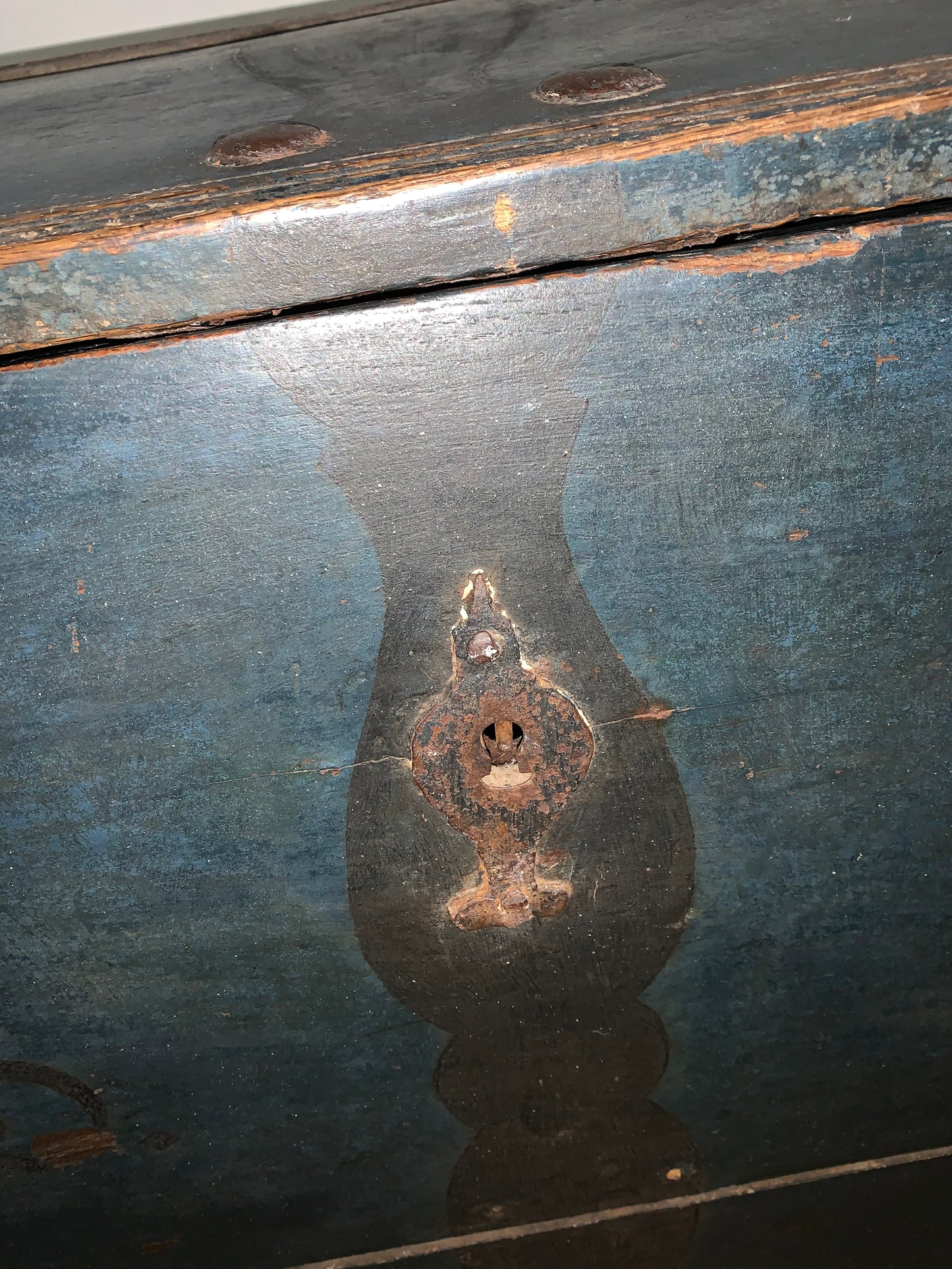 Antique 1849 Swedish Domed Top Marriage Trunk
