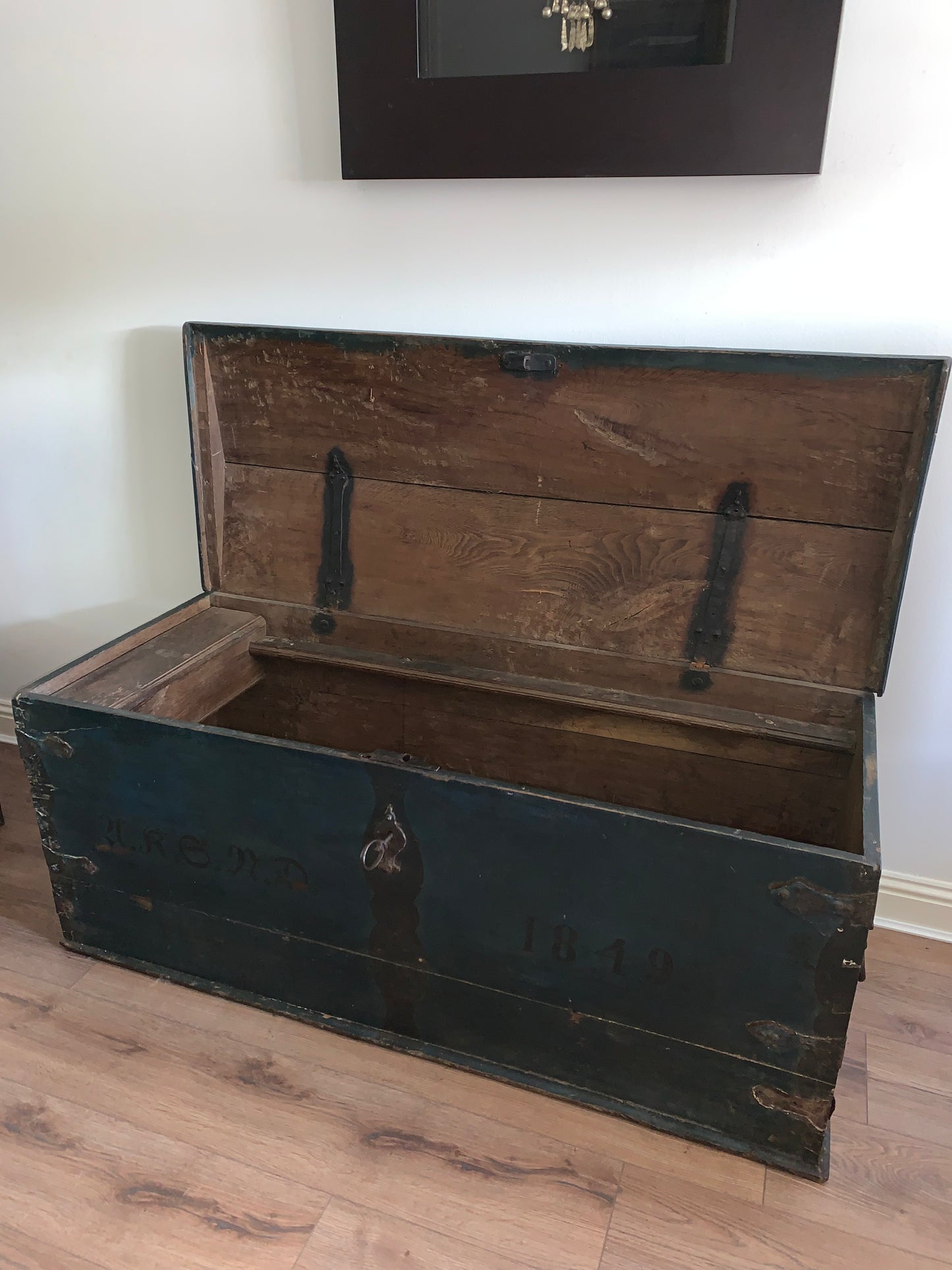 Antique 1849 Swedish Domed Top Marriage Trunk