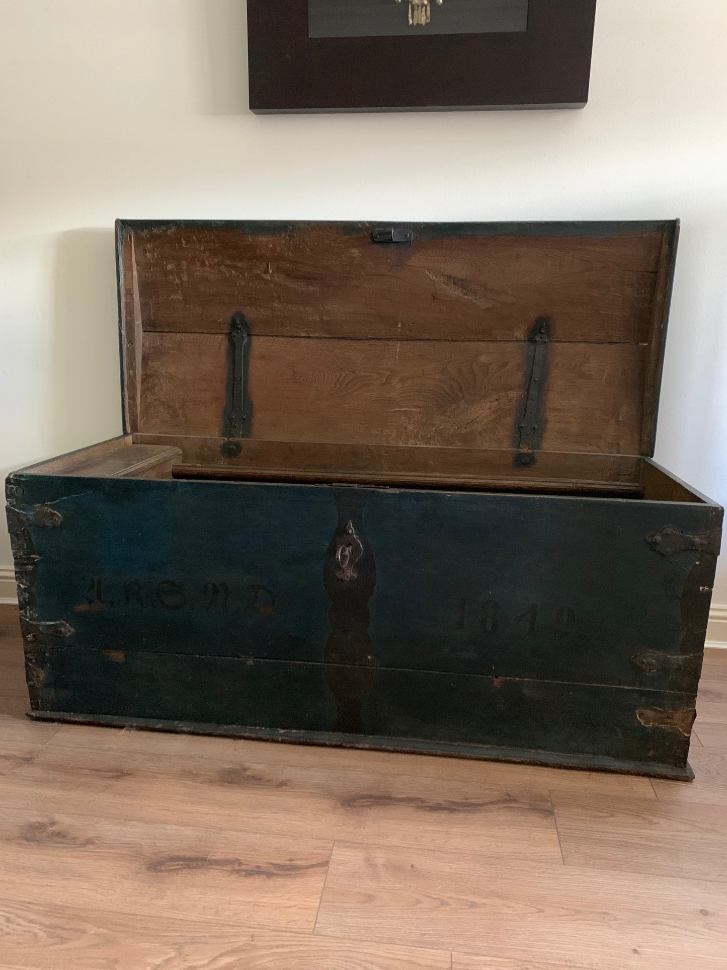 Antique 1849 Swedish Domed Top Marriage Trunk