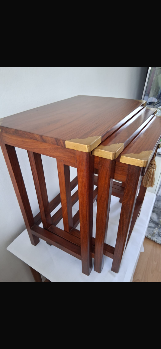 Rosewood Military Campaign Style Nest of 3 Tables