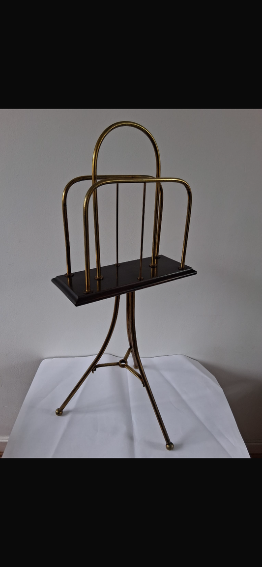 Edwardian Brass And Oak Revolving Newspaper Stand