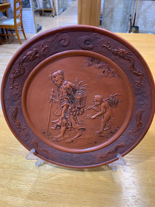 Japanese Meiji Terracotta Wall Plaque 1868-1912