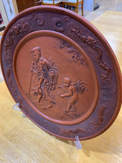 Japanese Meiji Terracotta Wall Plaque 1868-1912