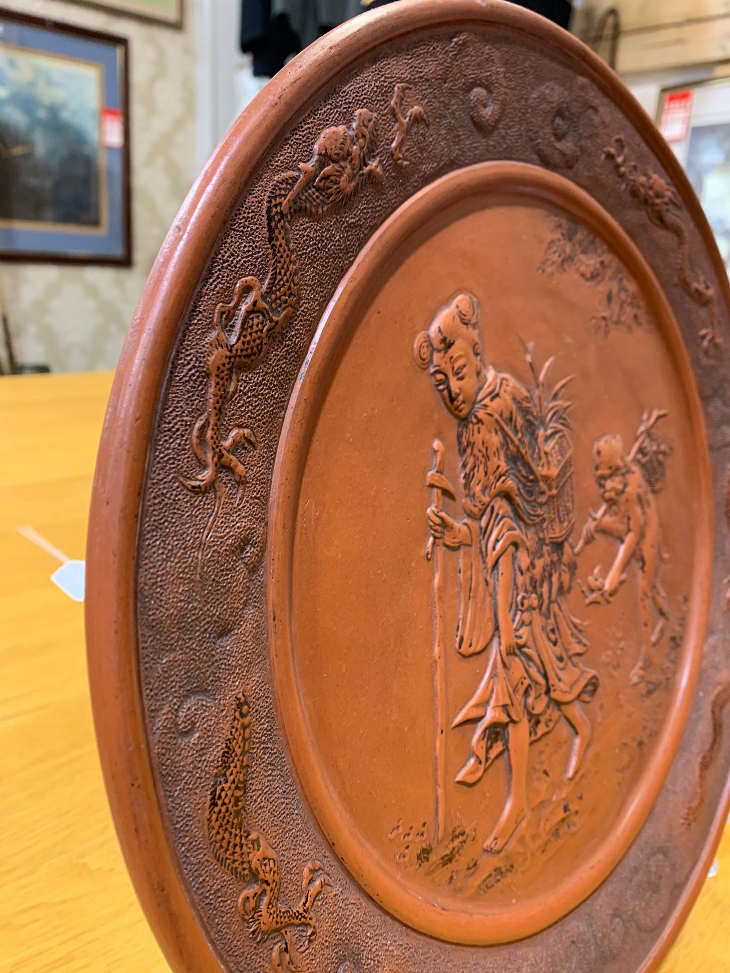 Japanese Meiji Terracotta Wall Plaque 1868-1912