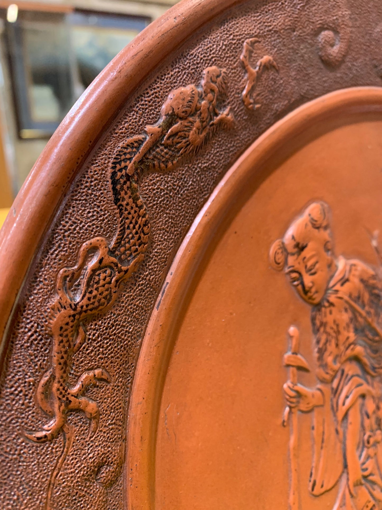 Japanese Meiji Terracotta Wall Plaque 1868-1912