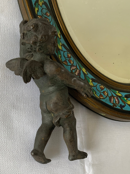 19th Century French Champleve Enamel Wall Mirror