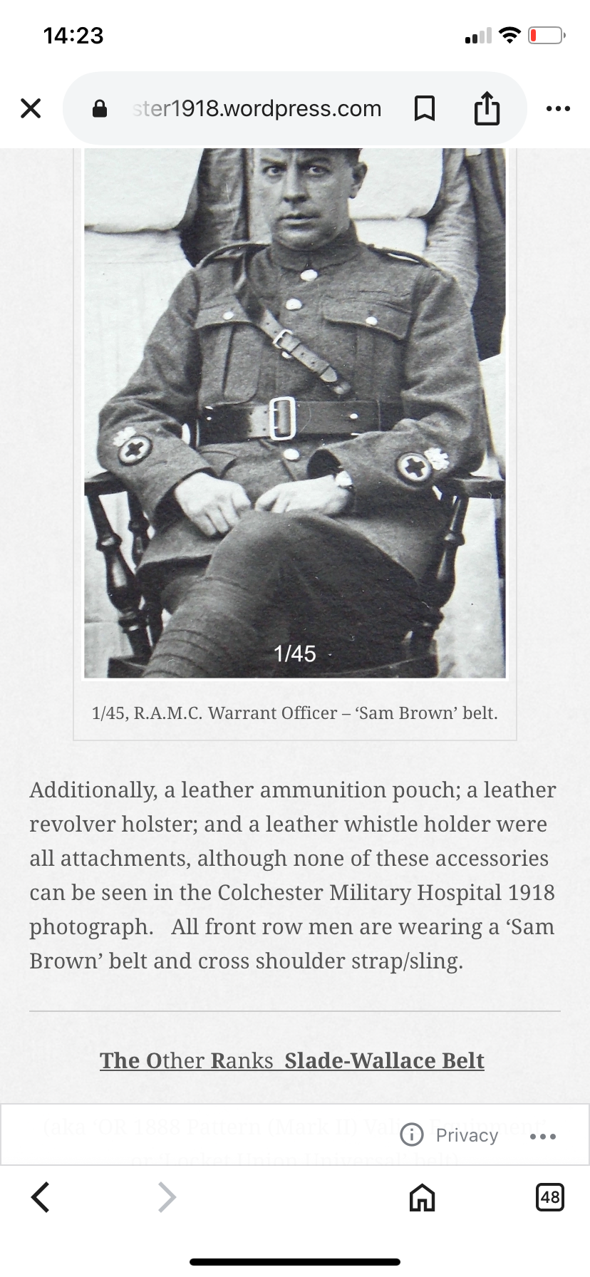 WW1 Officers Sam Browne Champion & Wilton Leather Belt