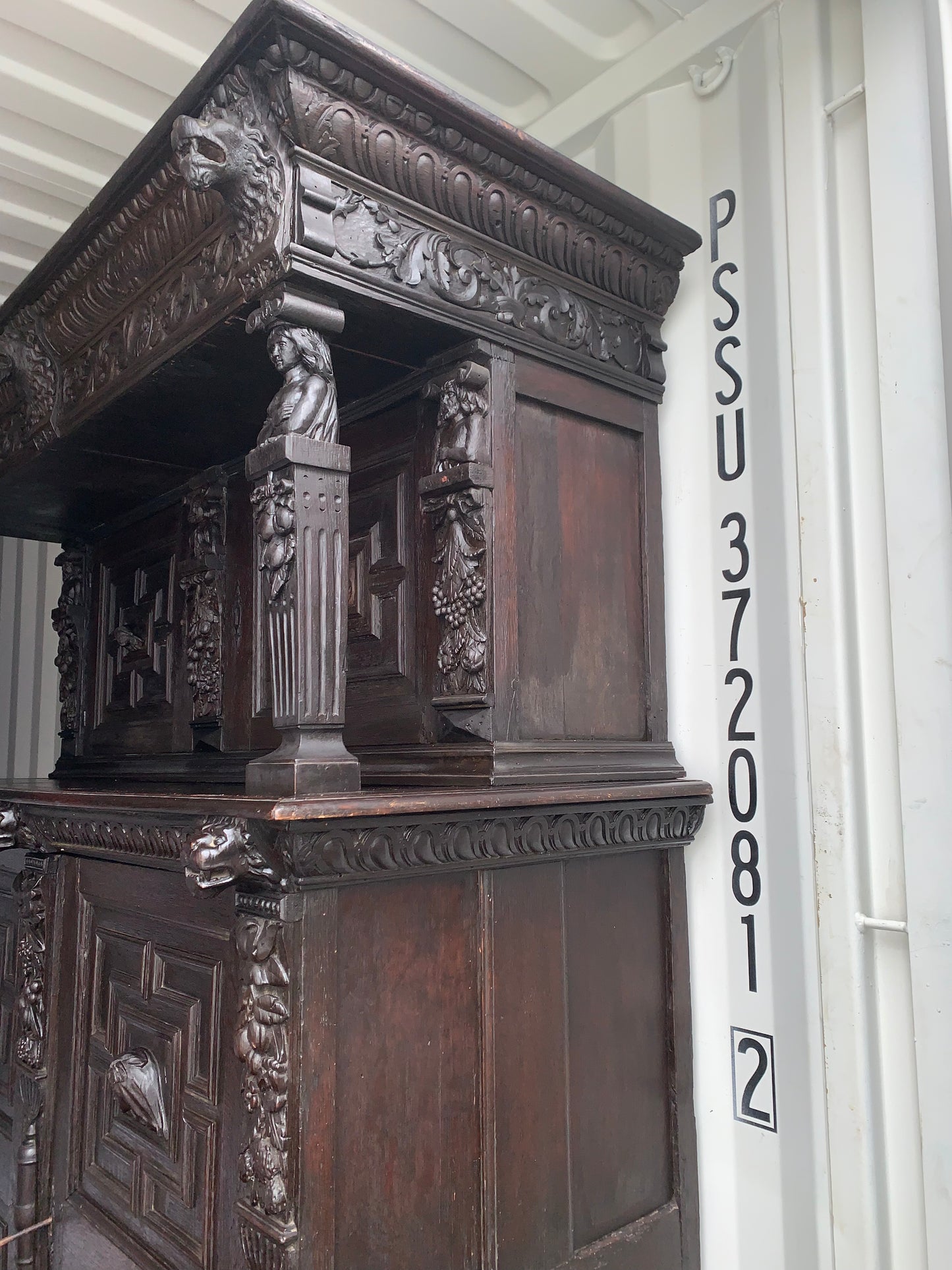17th Century Dark Oak  Jacobean Cupboard With Book Of Genesis Carvings Dated Anno 1609
