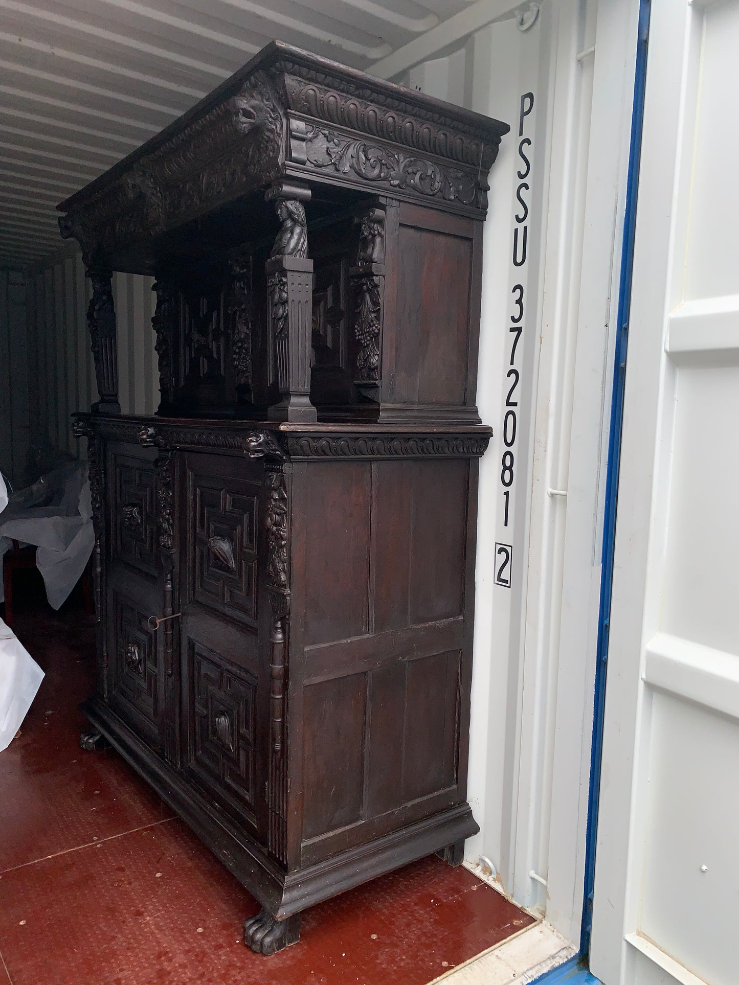 17th Century Dark Oak  Jacobean Cupboard With Book Of Genesis Carvings Dated Anno 1609
