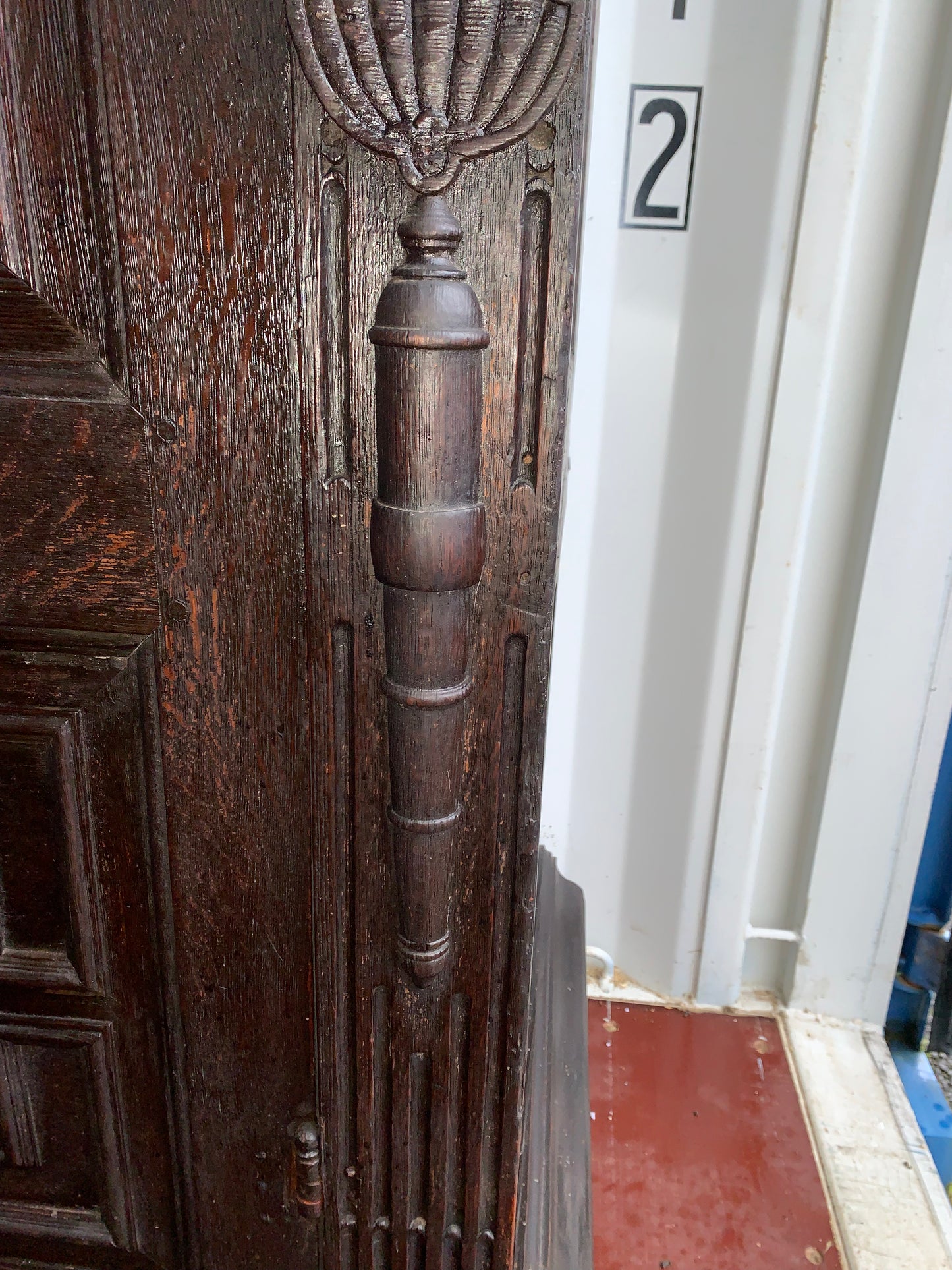 17th Century Dark Oak  Jacobean Cupboard With Book Of Genesis Carvings Dated Anno 1609