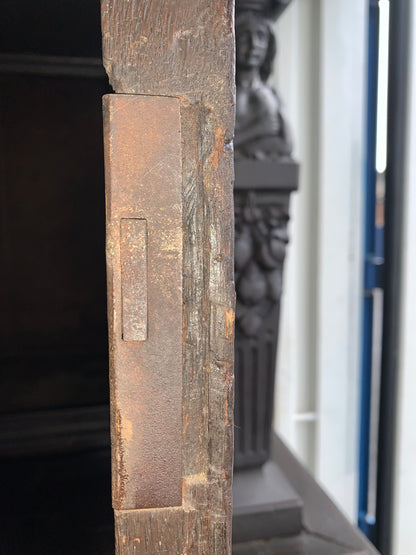 17th Century Dark Oak  Jacobean Cupboard With Book Of Genesis Carvings Dated Anno 1609