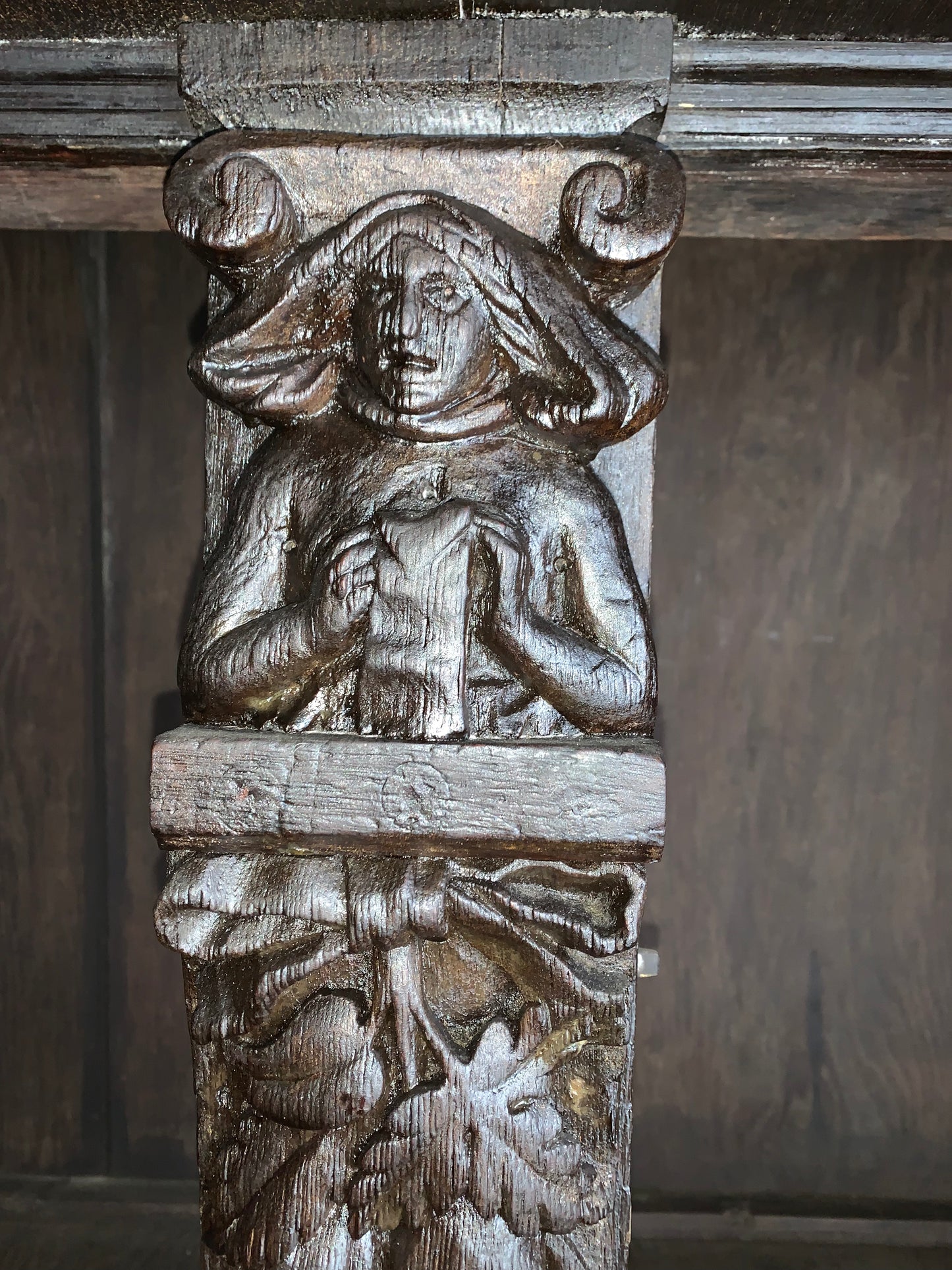 17th Century Dark Oak  Jacobean Cupboard With Book Of Genesis Carvings Dated Anno 1609