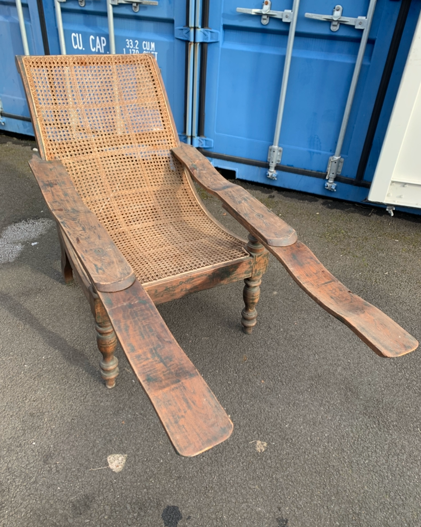 Antique 19th Century Solid Teak Plantation Chair
