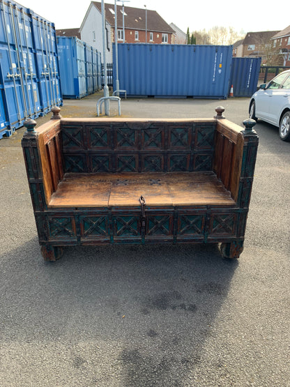 Antique Anglo-Indian DAMCHIYA Dowry Chest & Settle Bench.