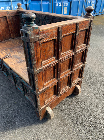 Antique Anglo-Indian DAMCHIYA Dowry Chest & Settle Bench.