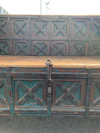 Antique Anglo-Indian DAMCHIYA Dowry Chest & Settle Bench.