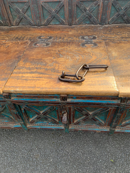 Antique Anglo-Indian DAMCHIYA Dowry Chest & Settle Bench.