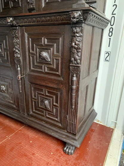 17th Century Dark Oak  Jacobean Cupboard With Book Of Genesis Carvings Dated Anno 1609