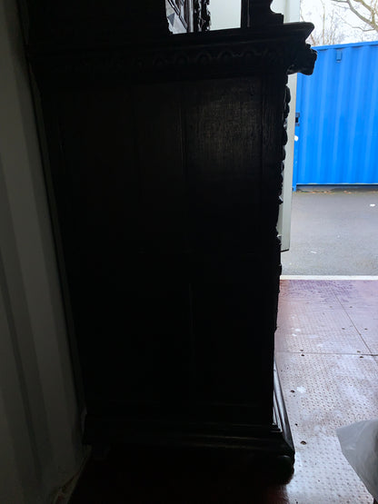 17th Century Dark Oak  Jacobean Cupboard With Book Of Genesis Carvings Dated Anno 1609