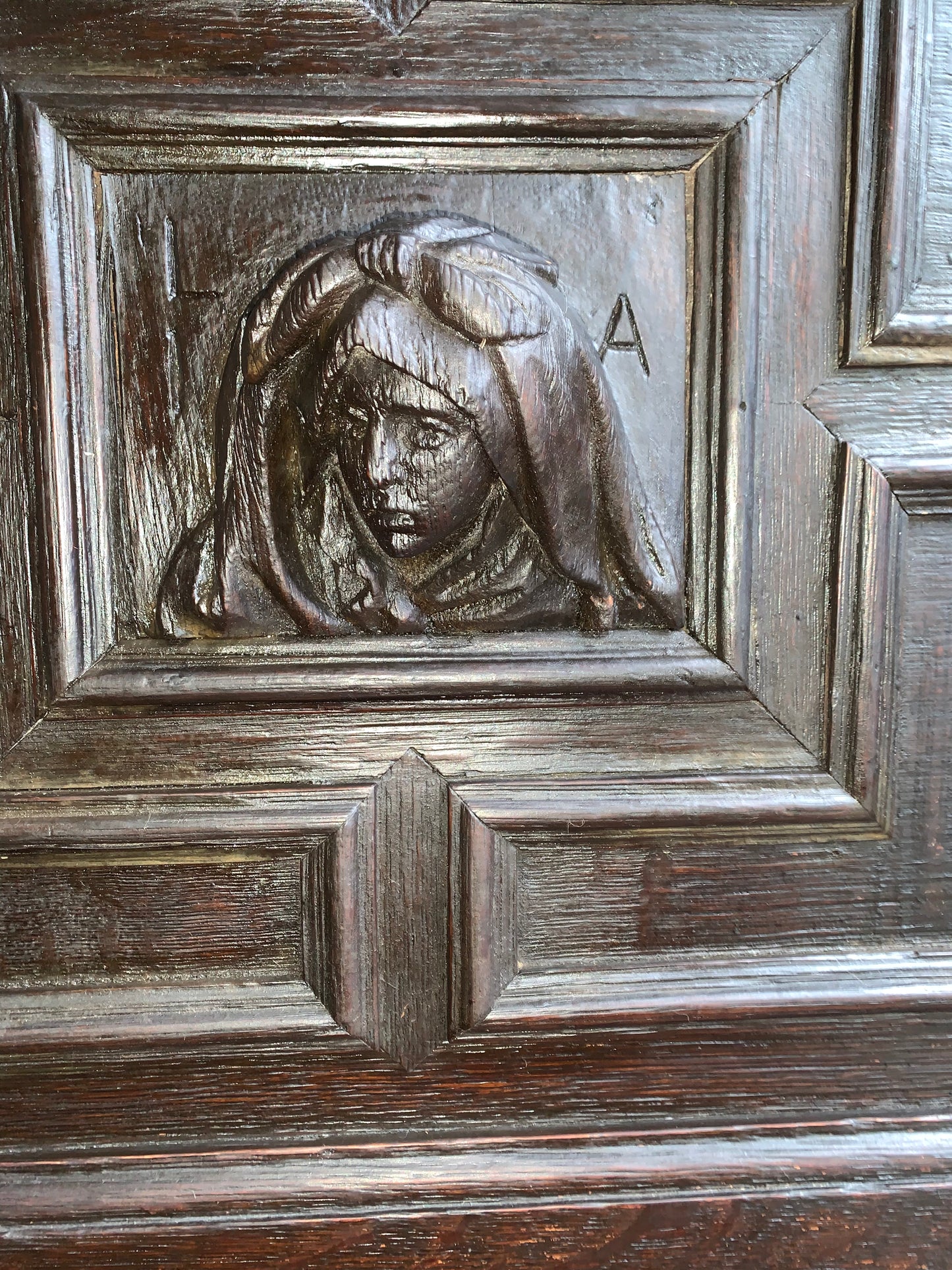 17th Century Dark Oak  Jacobean Cupboard With Book Of Genesis Carvings Dated Anno 1609